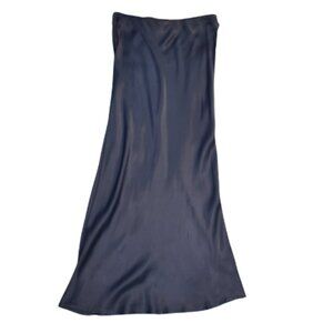 Zara Gray Satin Midi Skirt Medium Slip On Silky Minimalist Chic